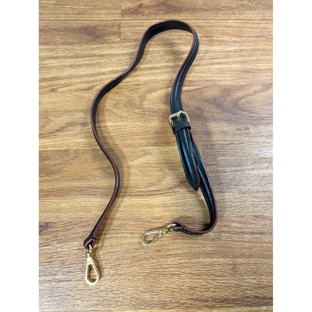 MZ Wallace Black Leather Bag Strap Red Trim 33"